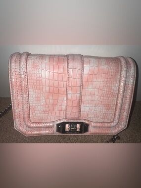 Crocodile-Embossed Pink Shoulder Rebecca Minkoff Crossbody
